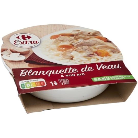 Plat cuisiné blanquette de veau riz CARREFOUR EXTRA