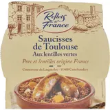 Plat cuisiné saucisses Toulouse lentilles REFLETS DE FRANCE