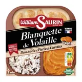 Plat cuisiné blanquette de volaille duo de riz et purée de carottes WILLIAM SAURIN