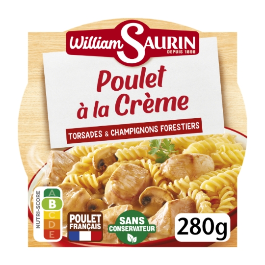 Plat Cuisiné Poulet à la Crème Torsades Champignons WILLIAM SAURIN