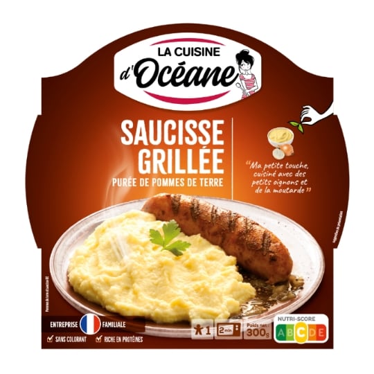 Plat cuisiné Saucisse grillée/purée LA CUISINE D'OCEANE