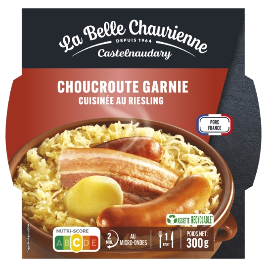 Plat cuisiné choucroute garnie au Riesling LA BELLE CHAURIENNE