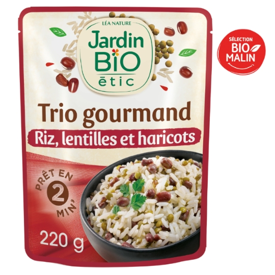 Trio gourmand riz lentilles bio JARDIN BIO ETIC