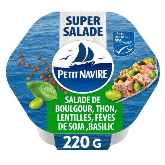 Salade de Thon Boulgour Lentilles Fèves de Soja et Basilic MSC PETIT NAVIRE
