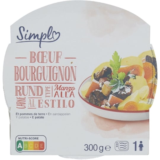 Plat cuisiné bœuf bourguignon SIMPL