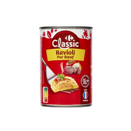 Plat cuisiné ravioli pur bœuf CARREFOUR CLASSIC'