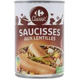 Plat cuisiné saucisses aux lentilles CARREFOUR CLASSIC'