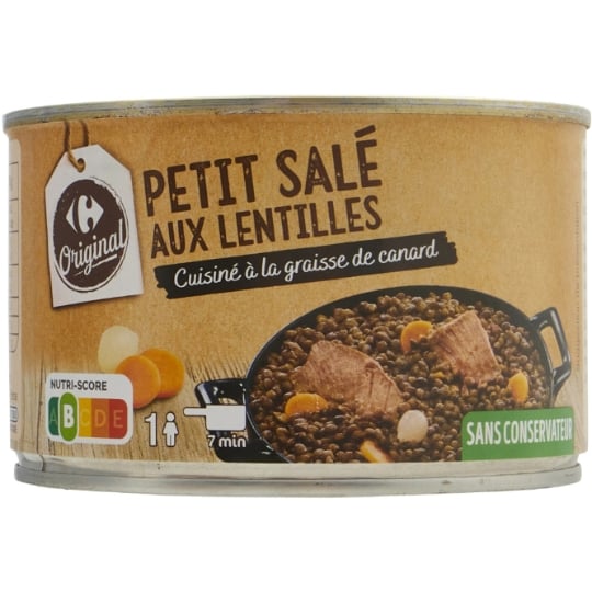 Plat cuisiné petit salé lentilles CARREFOUR ORIGINAL