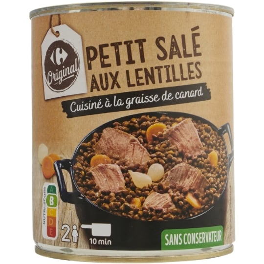 Plat cuisiné petit salé lentilles CARREFOUR ORIGINAL