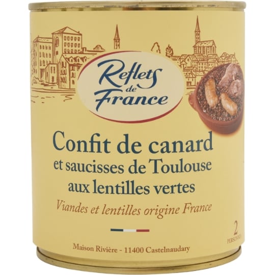 Plat cuisiné canard saucisses lentilles REFLETS DE FRANCE