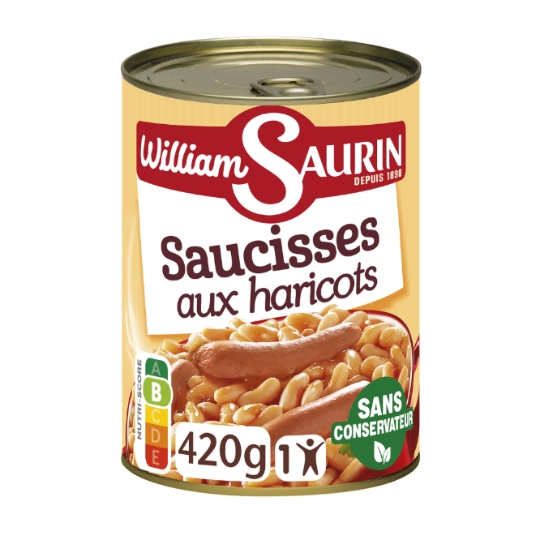 Plat Individuel Saucisses aux Haricots WILLIAM SAURIN