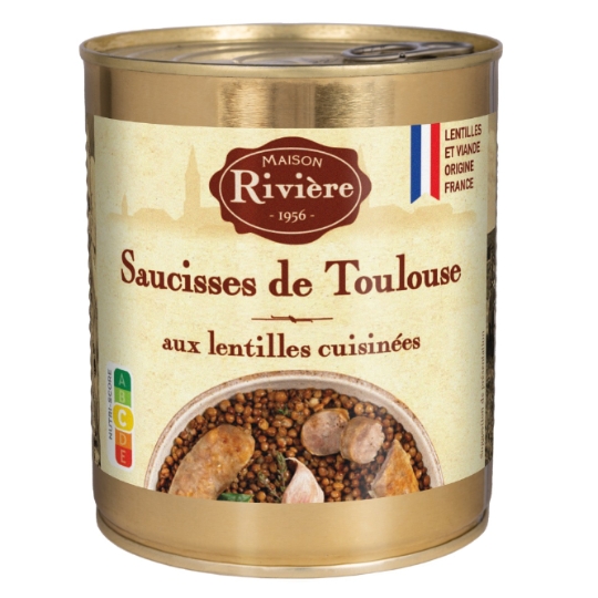 Saucisses de Toulouse aux lentilles cuisinées MAISON RIVIERE