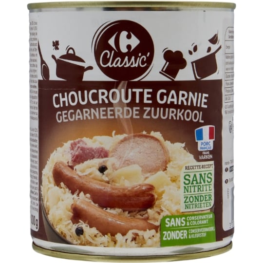 Choucroute garnie  sans nitrite - Source de fibres et de protéines CARREFOUR CLASSIC'