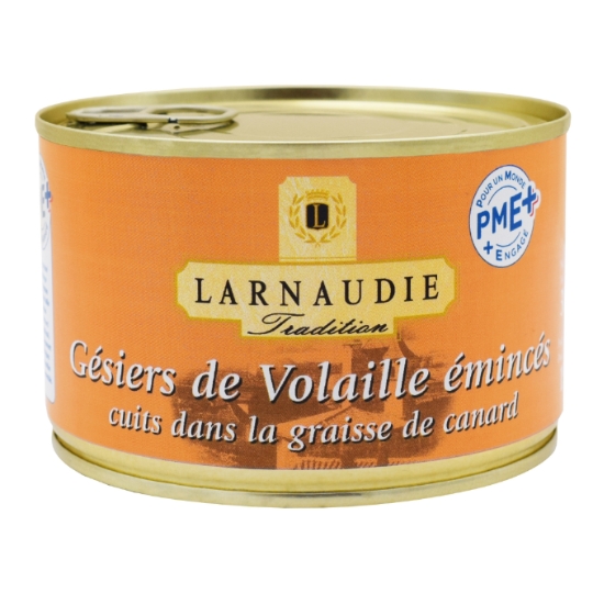 Gésiers de Volaille Emincés Cuits Dans la Graisse De Canard LARNAUDIE TRADITION
