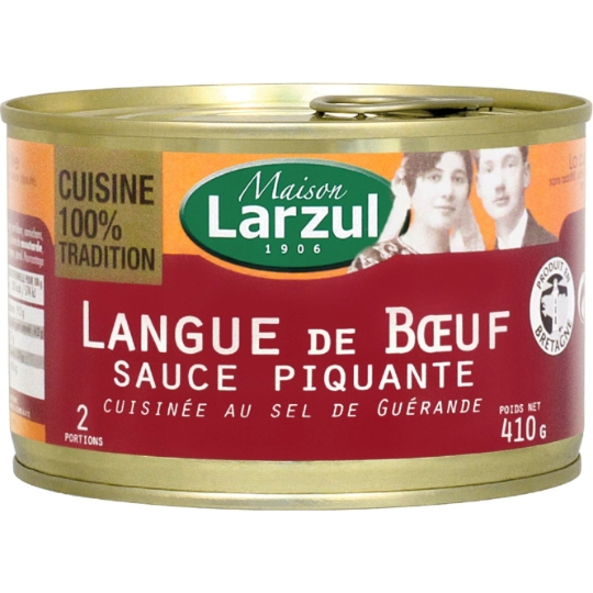 Plat cuisiné langue de bœuf sauce piquante LARZUL