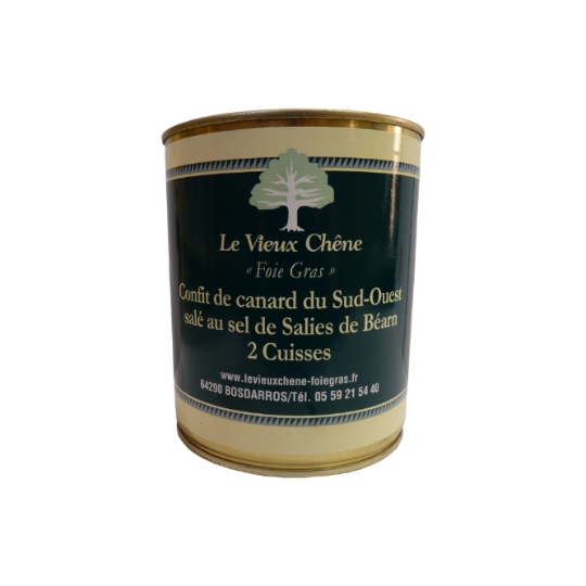 Confit de Canard du Sud-Ouest Salé au Sel de Salies de Béarn 2 Cuisses LE VIEUX CHENE