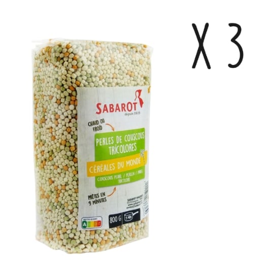 Sabarot - Lot X3 Perles De Couscous Tricolores - Sachet 800g SABAROT
