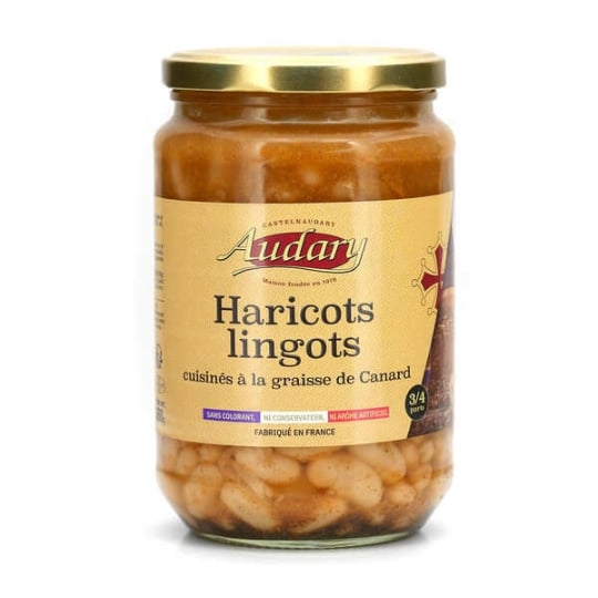 Haricots Lingots Cuisinés À La Graisse De Canard - Bocal 660g AUDARY CASTELNAUDARY
