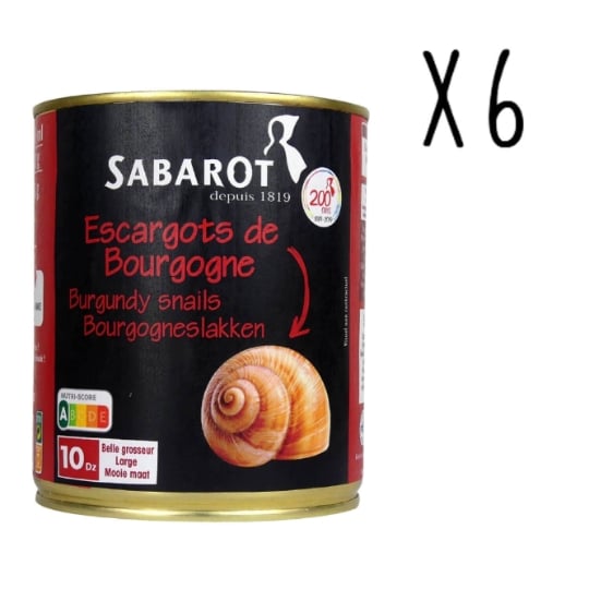 Sabarot - Lot 6 X Escargots De Bourgogne 10 Douzaines - Conserve 465g SABAROT