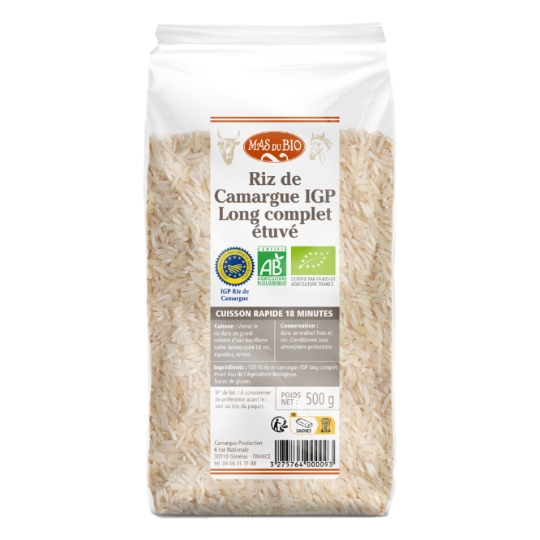 Riz Long Complet Étuvé de Camargue IGP Bio 18 min MAS DU BIO