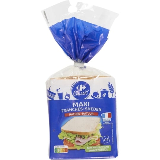 Pain de mie nature maxi tranches CARREFOUR CLASSIC'