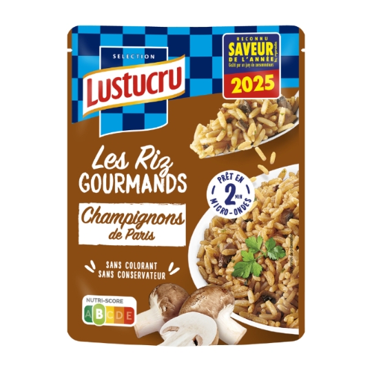 Les Riz Gourmands Cahmpignons de Paris Prêt en 2min Micro-Ondes LUSTUCRU