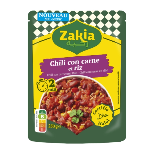 Riz cuisiné Aux haricots rouges, à la viande de bœuf HALAL et au piment ZAKIA