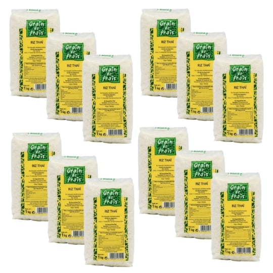 Lot 12x Riz Parfumé Thaï - Grain De Frais - Paquet 1kg GRAIN DE FRAIS