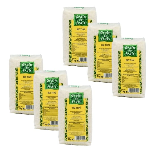 Lot 6x Riz Parfumé Thaï - Grain De Frais - Paquet 1kg GRAIN DE FRAIS