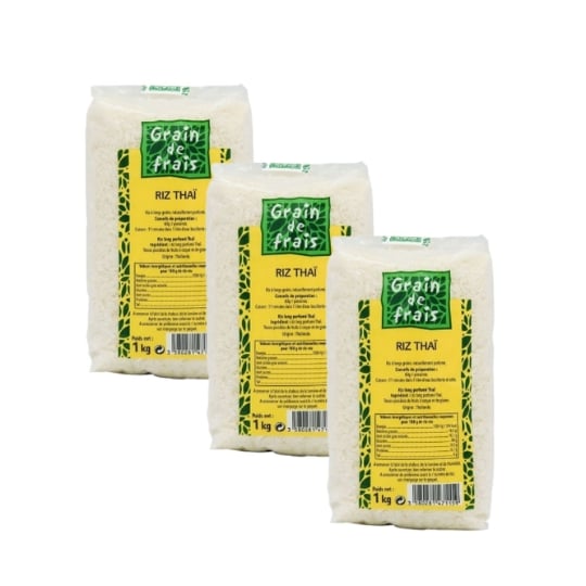 Lot 3x Riz Parfumé Thaï - Grain De Frais - Paquet 1kg GRAIN DE FRAIS