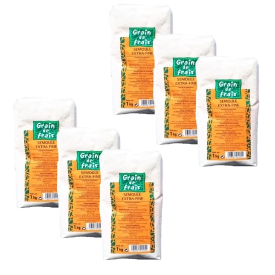 Lot 6x Semoule Extra Fine - Grain De Frais - Paquet 1kg GRAIN DE FRAIS