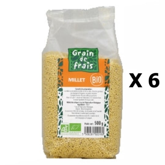Lot 6x Millet Décortiqué Bio - Grain De Frais - Paquet 500g GRAIN DE FRAIS
