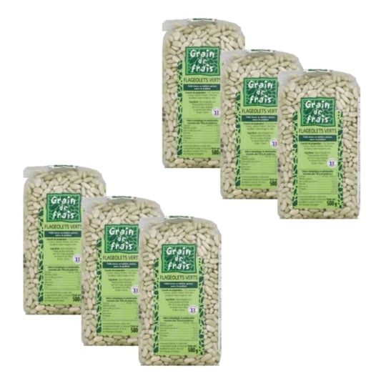 Lot 6x Flageolet Vert France - Grain De Frais - Paquet 500g GRAIN DE FRAIS