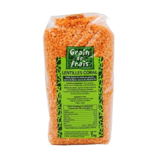 Lentille Corail - Grain De Frais - Paquet 1kg GRAIN DE FRAIS