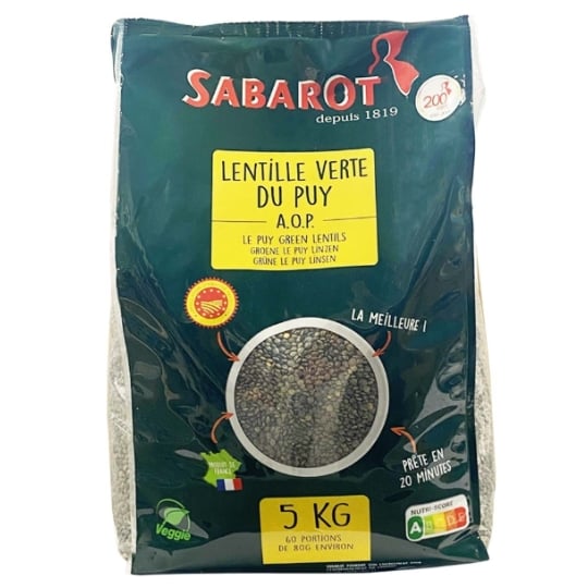 Lentille Verte Du Puy A.O.P. sac 5kg - Sabarot SABAROT