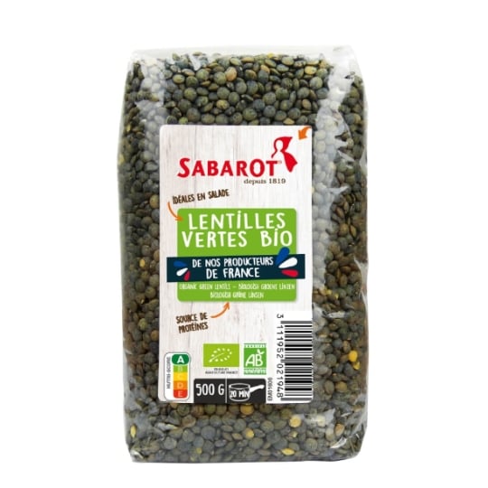Lentilles Vertes Bio De France sachet 500g - Sabarot SABAROT