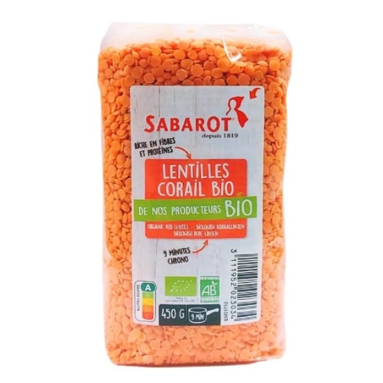 Lentilles Corail Bio sachet 450g - Sabarot SABAROT