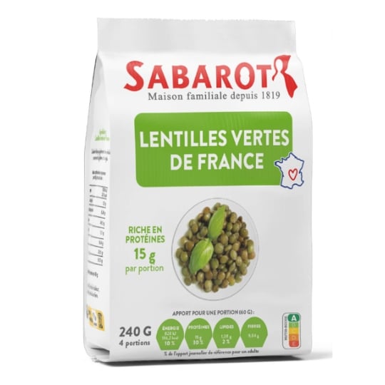 Lentilles Vertes De France - Sachet Papier 240g - Sabarot SABAROT
