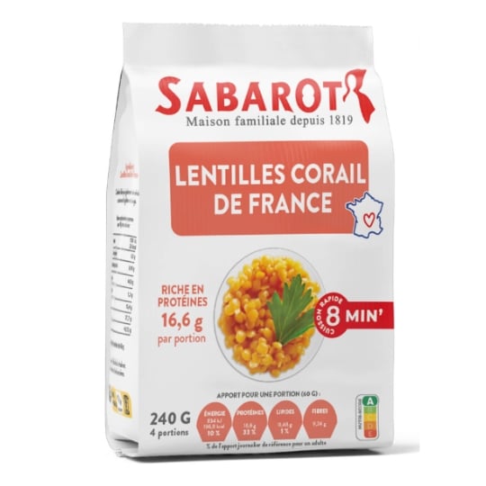 Lentilles Corail De France - Sachet Papier 240g - Sabarot SABAROT