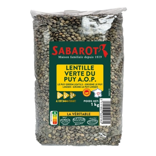 Lentilles Vertes Du Puy A.O.P. sachet 1kg - Sabarot SABAROT