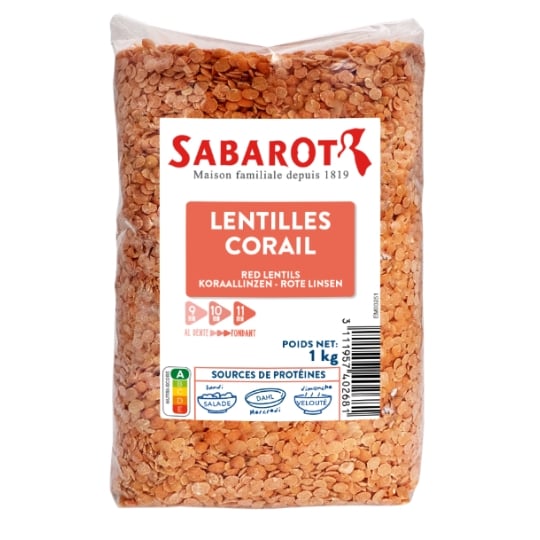Lentilles Corail sachet 1kg - Sabarot SABAROT