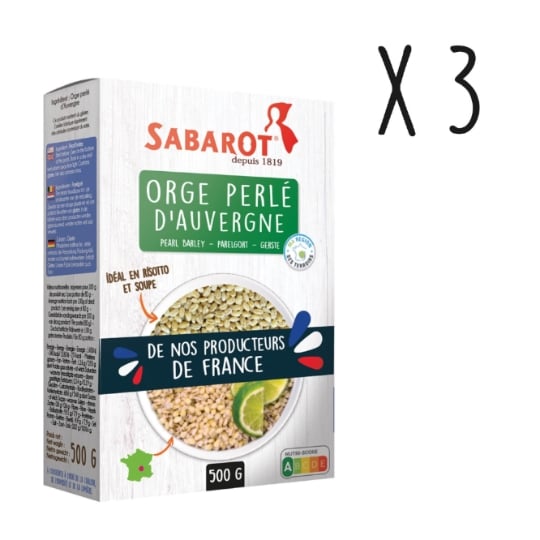 Sabarot - Lot X3 Orge Perlé D'auvergne - Étui 500g SABAROT