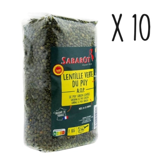 Sabarot - Lot 10 X Lentille Verte Du Puy A.o.p. - Sachet 1kg SABAROT
