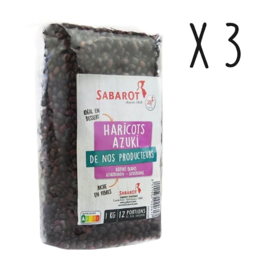 Sabarot - Lot 3 X Haricots Azuki - Sachet 1kg SABAROT