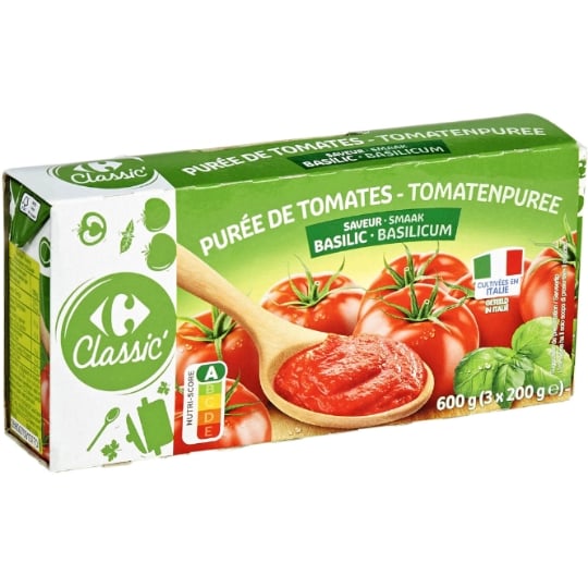 Purée de tomates basilic CARREFOUR CLASSIC'