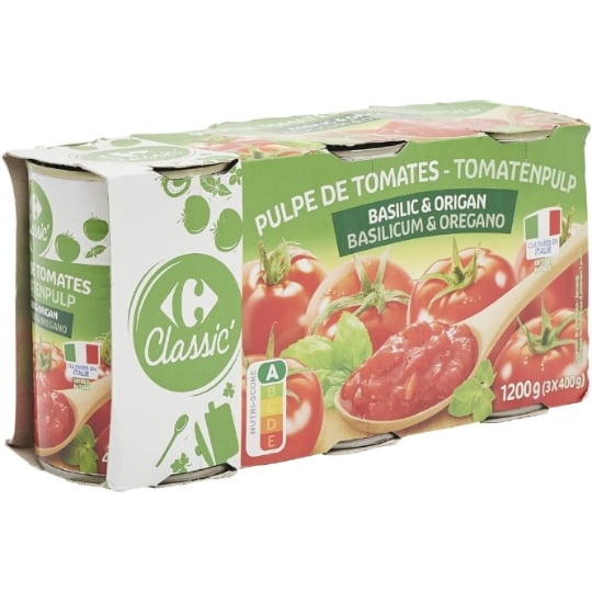 Pulpe de tomates origan & basilic CARREFOUR CLASSIC'