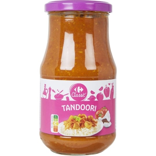 sauce à base de tomate cuisinée à la crème, au curry et à la noix de coco Tandoori CARREFOUR CLASSIC'