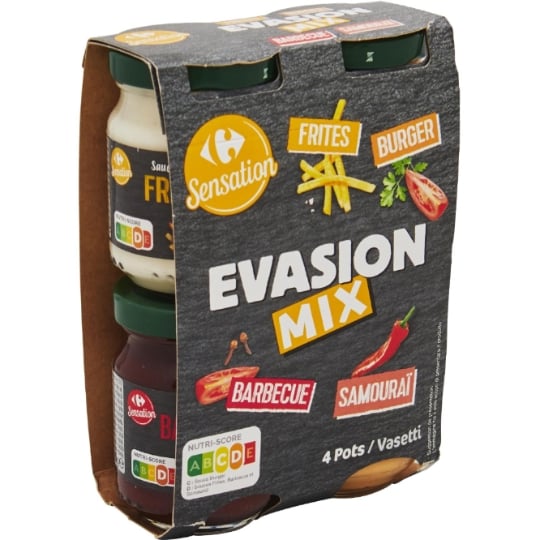 Assortiment de 4 sauces condimentaires assortiment Evasion Mix CARREFOUR SENSATION