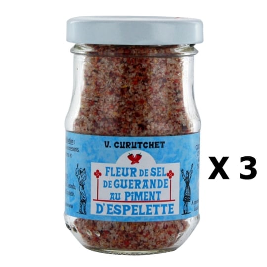Lot 3x Fleur De Sel De Guérande Au Piment D'espelette - V. Curutchet - Pot 70g V. CURUTCHET