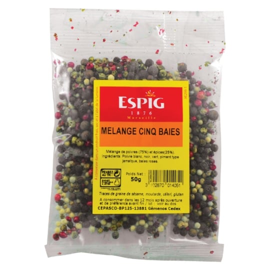 Mélange 5 baies Epices et poivres 50g ESPIG